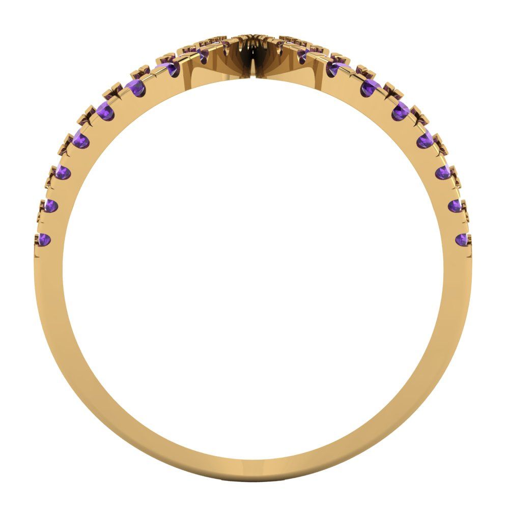 0.5 cttw Natural Amethyst Statement Engagement Ring - Solid Yellow Gold (VVS1, Round Cut,1.3mm)