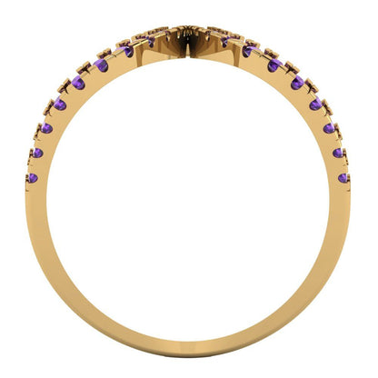 0.5 cttw Natural Amethyst Statement Engagement Ring - Solid Yellow Gold (VVS1, Round Cut,1.3mm)