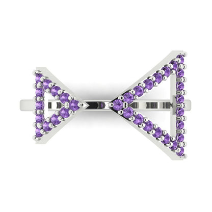 0.2475 cttw Simulated Alexandrite Statement Engagement Ring - Solid Gold (Round Cut,1.2mm)