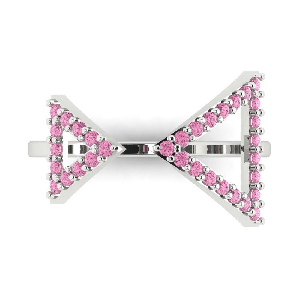 0.2475 cttw Zirconia Simulated Pink Diamond Statement Engagement Ring - Solid Gold (VVS1, Round Cut,1.2mm)