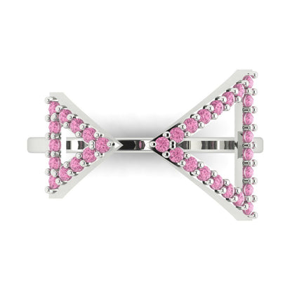 0.2475 cttw Zirconia Simulated Pink Diamond Statement Engagement Ring - Solid Gold (VVS1, Round Cut,1.2mm)