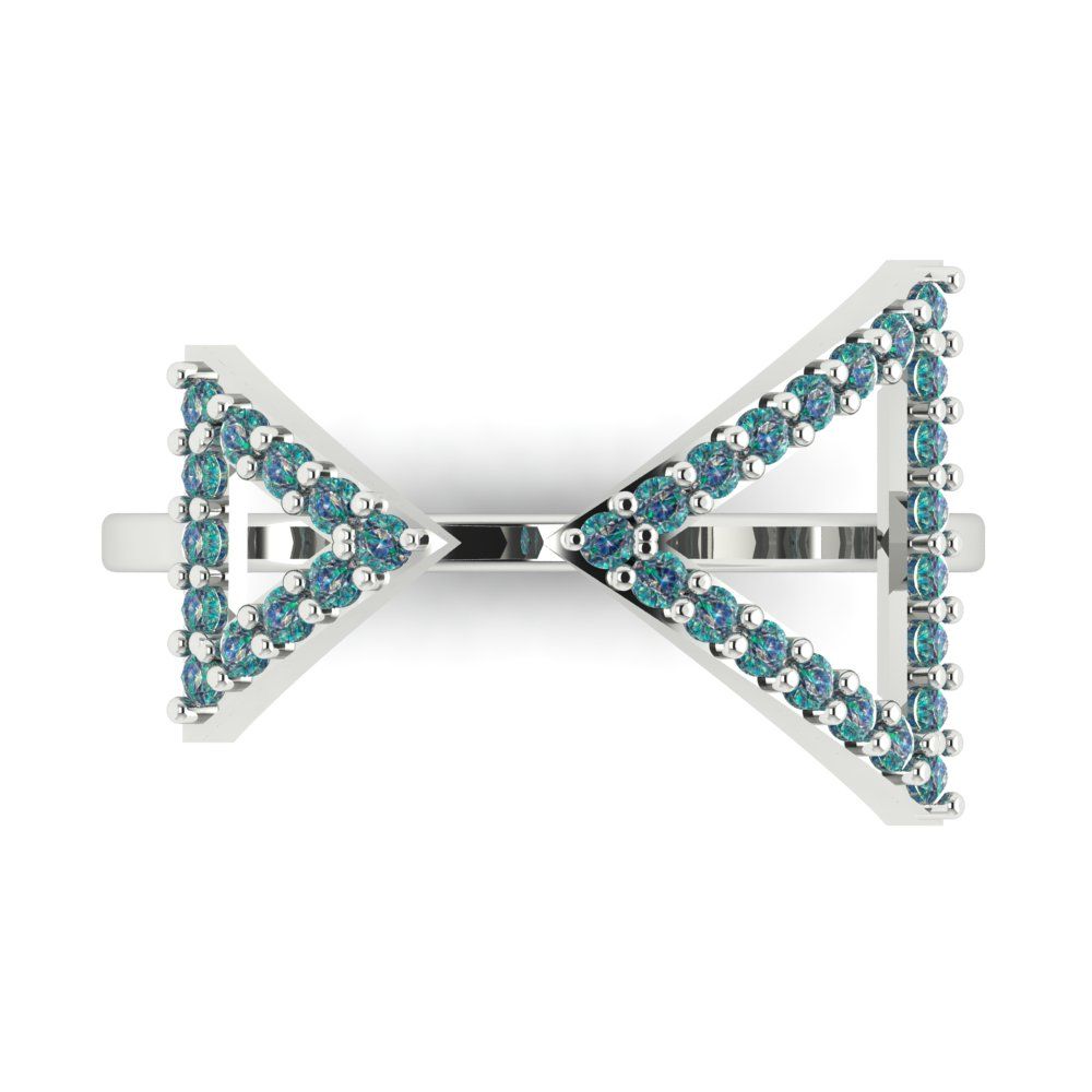 0.2475 cttw Blue Moissanite Statement Engagement Ring - Solid Gold (Round Cut,1.2mm)