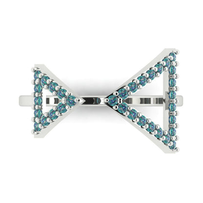 0.2475 cttw Blue Moissanite Statement Engagement Ring - Solid Gold (Round Cut,1.2mm)