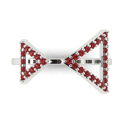 0.2475 cttw Natural Garnet Statement Engagement Ring - Solid Gold (Round Cut,1.2mm)