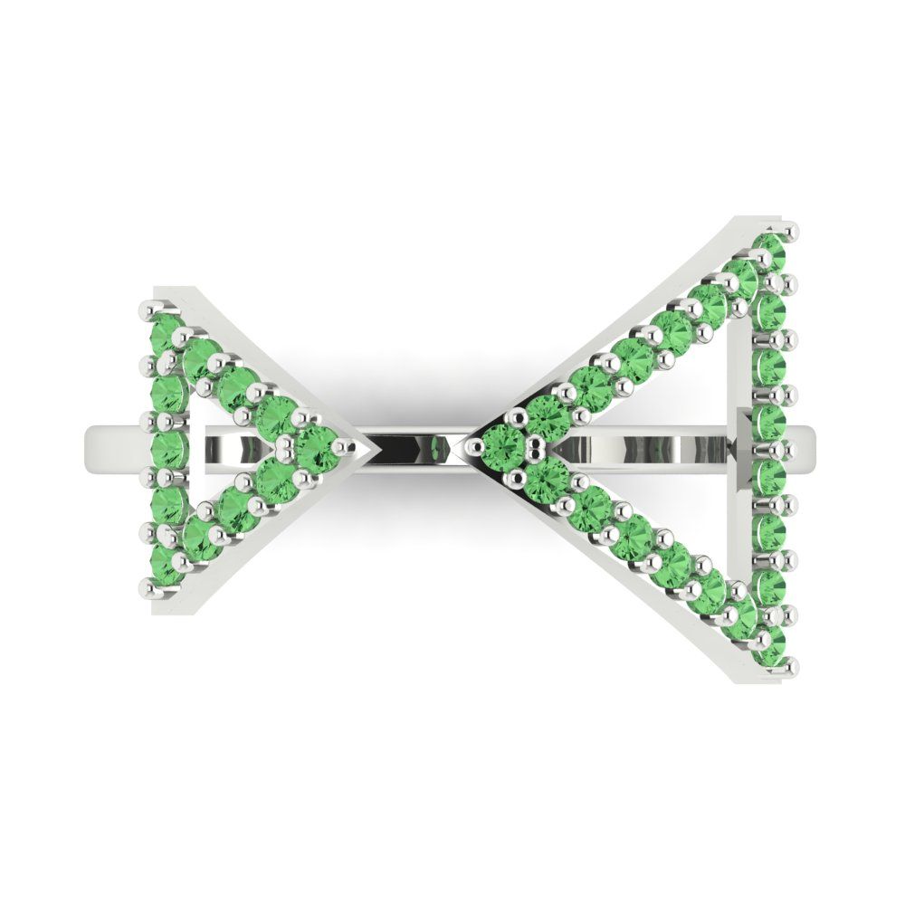 0.2475 cttw Zirconia Simulated Green Diamond Statement Engagement Ring - Solid Gold (VVS1, Round Cut,1.2mm)