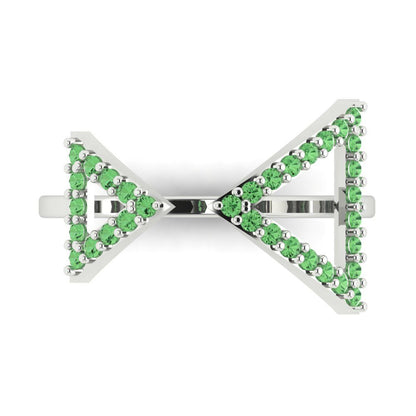 0.2475 cttw Zirconia Simulated Green Diamond Statement Engagement Ring - Solid Gold (VVS1, Round Cut,1.2mm)