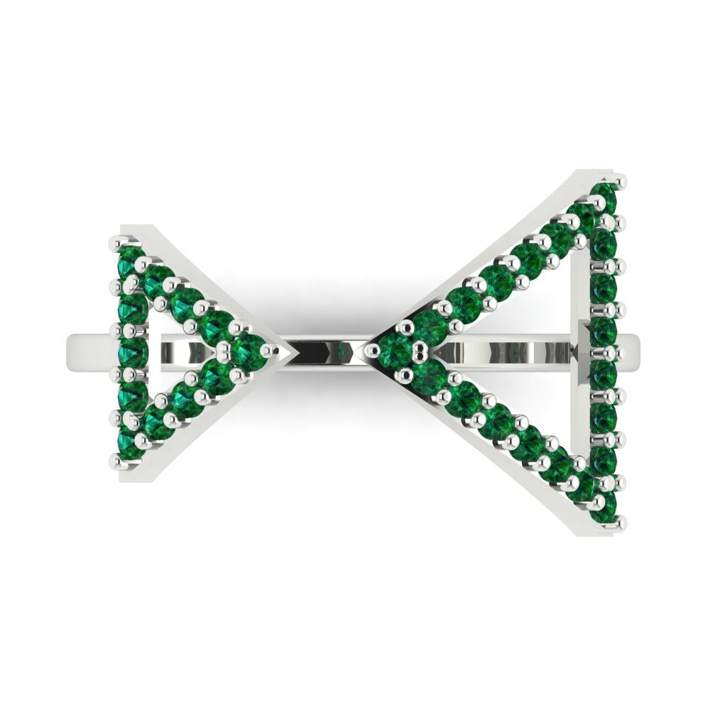 0.2475 cttw Simulated Emerald Statement Engagement Ring - Solid Gold (Round Cut,1.2mm)