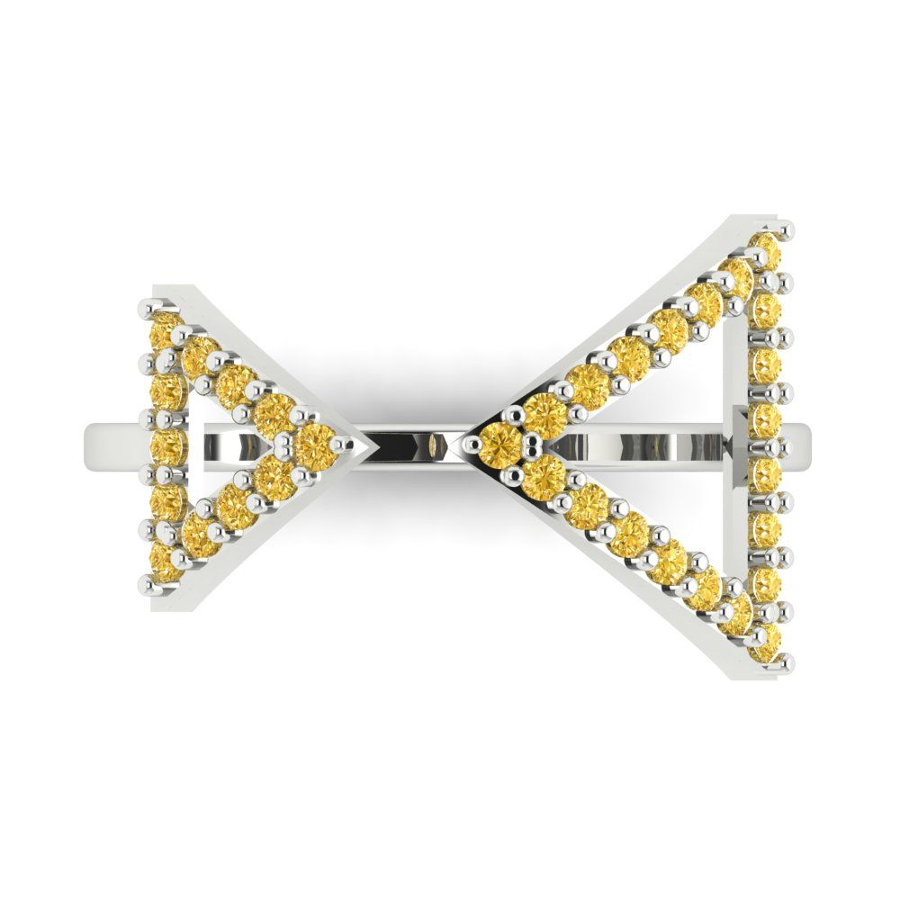 0.2475 cttw Zirconia Simulated Yellow Diamond Statement Engagement Ring - Solid Gold (VVS1, Round Cut,1.2mm)