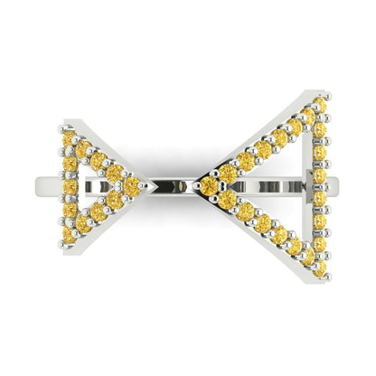 0.2475 cttw Zirconia Simulated Yellow Diamond Statement Engagement Ring - Solid Gold (VVS1, Round Cut,1.2mm)