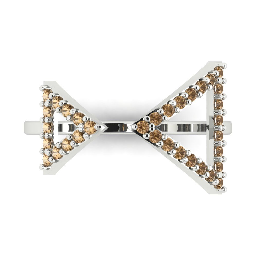 0.2475 cttw Zirconia Simulated Champagne Diamond Statement Engagement Ring - Solid Gold (VVS1, Round Cut,1.2mm)