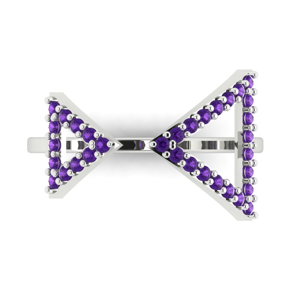 0.2475 cttw Natural Amethyst Statement Engagement Ring - Solid Gold (Round Cut,1.2mm)