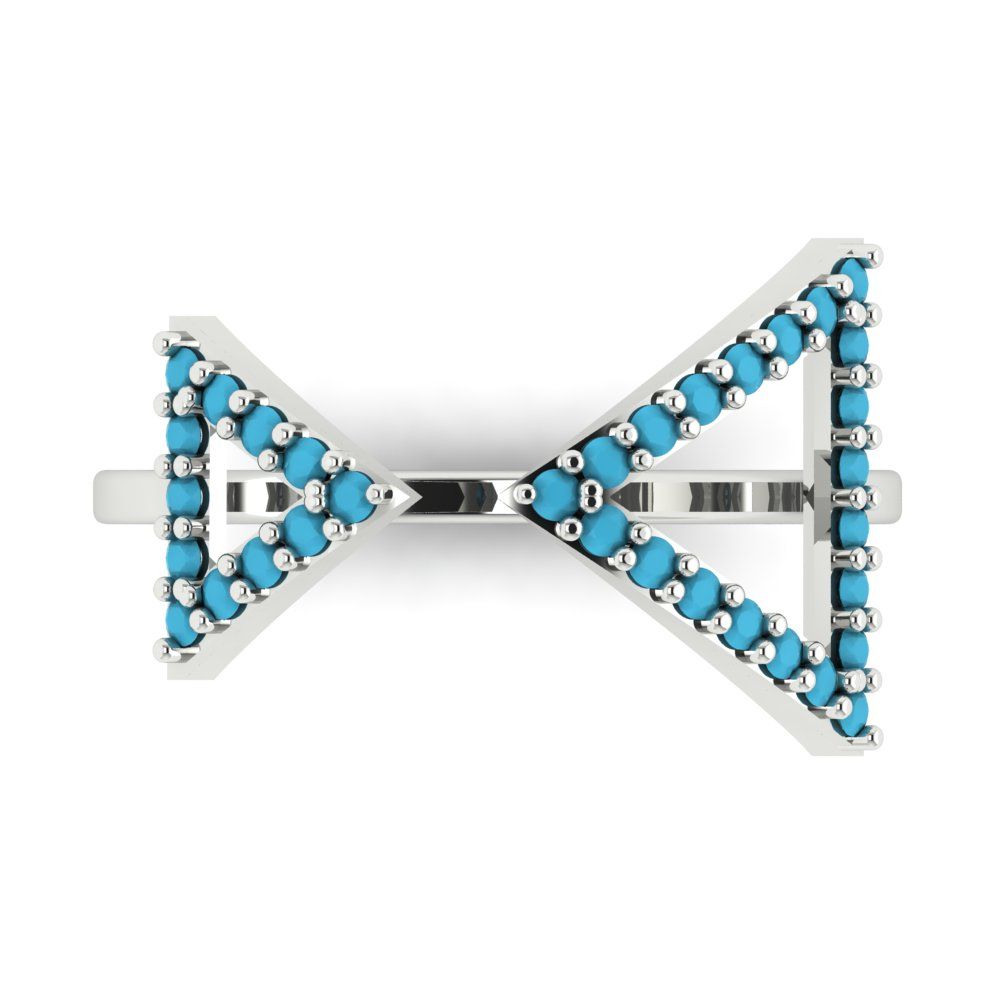 0.2475 cttw Simulated Turquoise Statement Engagement Ring - Solid Gold (Round Cut,1.2mm)