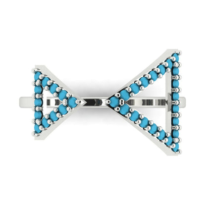 0.2475 cttw Simulated Turquoise Statement Engagement Ring - Solid Gold (Round Cut,1.2mm)