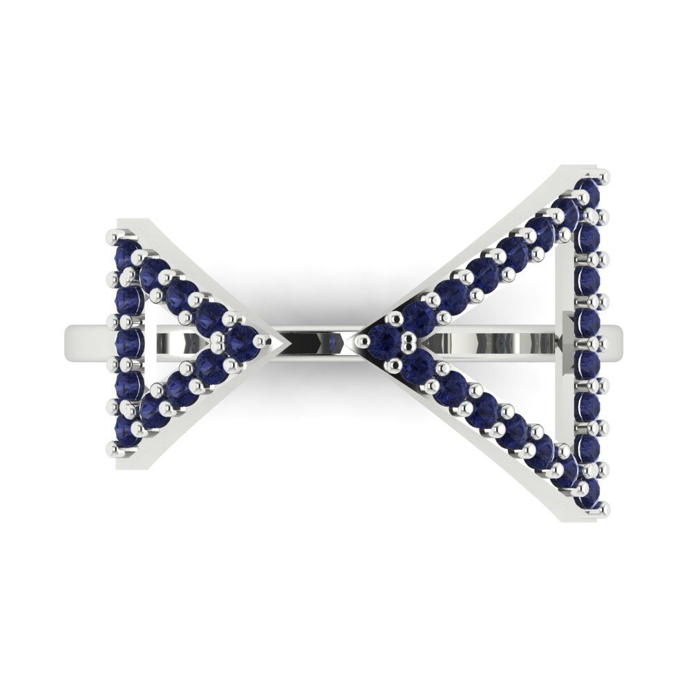 0.2475 cttw Simulated Blue Sapphire Statement Engagement Ring - Solid Gold (Round Cut,1.2mm)