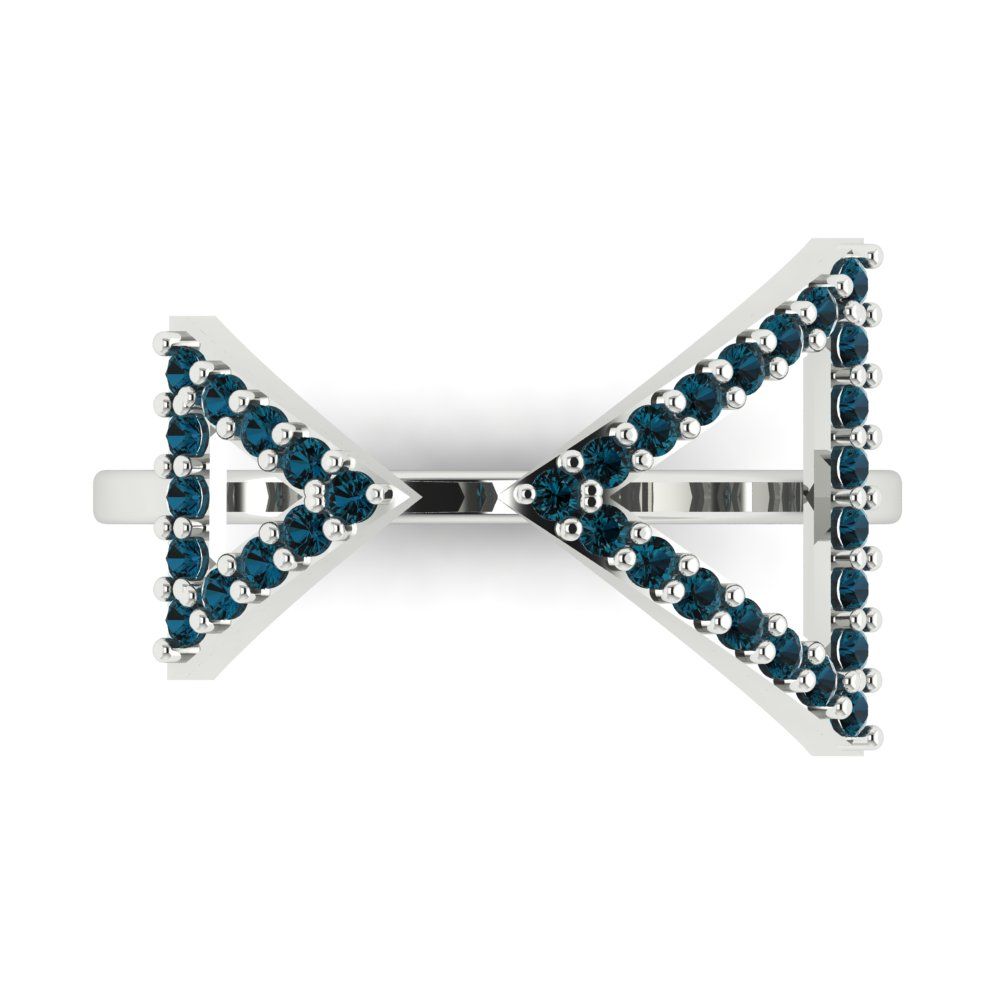 0.2475 cttw Natural London Blue Topaz Statement Engagement Ring - Solid Gold (Round Cut,1.2mm)