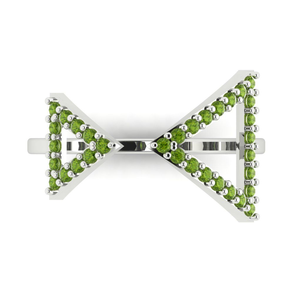 0.2475 cttw Natural Peridot Statement Engagement Ring - Solid Gold (Round Cut,1.2mm)