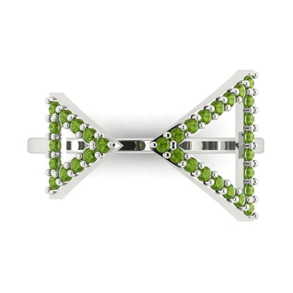 0.2475 cttw Natural Peridot Statement Engagement Ring - Solid Gold (Round Cut,1.2mm)