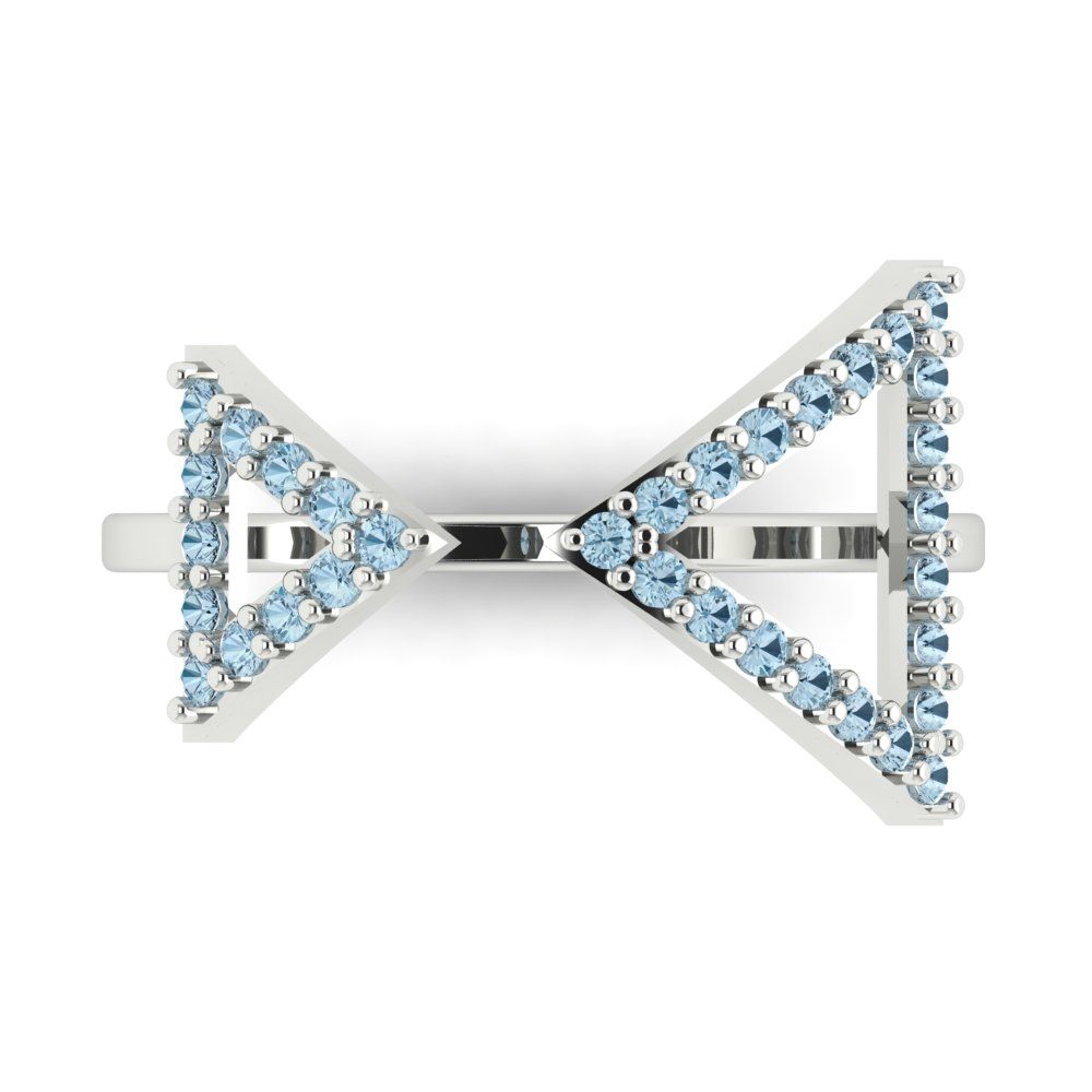 0.2475 cttw Zirconia Simulated Blue Diamond Statement Engagement Ring - Solid Gold (VVS1, Round Cut,1.2mm)