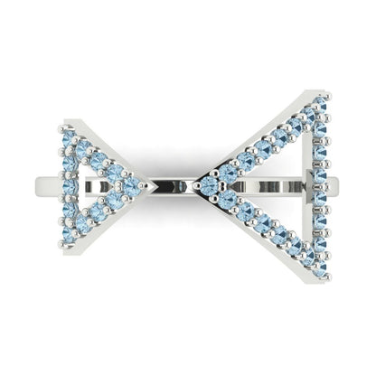 0.2475 cttw Zirconia Simulated Blue Diamond Statement Engagement Ring - Solid Gold (VVS1, Round Cut,1.2mm)