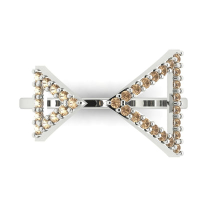 0.2475 cttw Yellow Moissanite Statement Engagement Ring - Solid Gold (Round Cut,1.2mm)