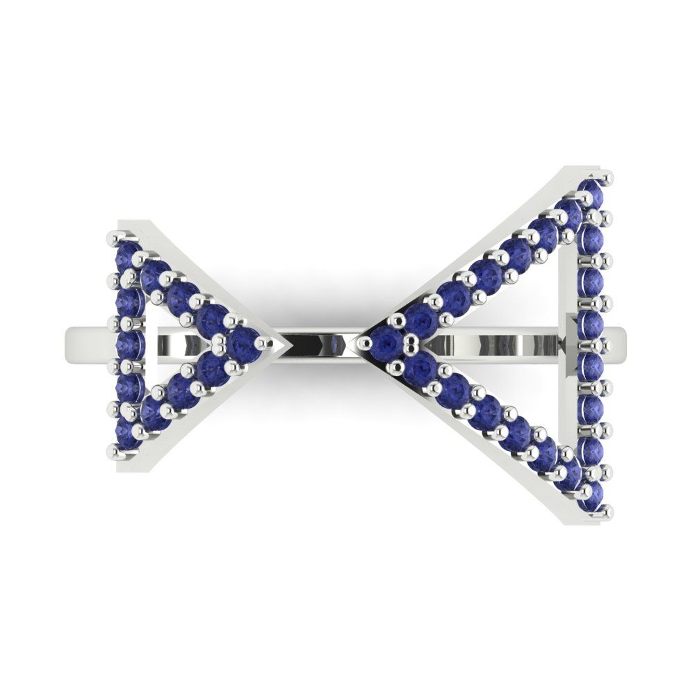 0.2475 cttw Simulated Tanzanite Statement Engagement Ring - Solid Gold (Round Cut,1.2mm)