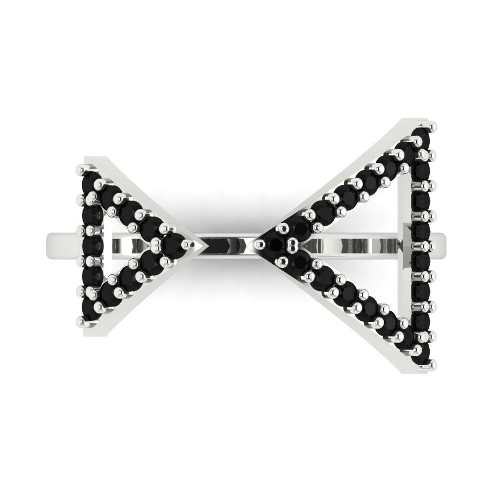 0.2475 cttw Natural Onyx Statement Engagement Ring - Solid Gold (Round Cut,1.2mm)