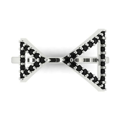 0.2475 cttw Natural Onyx Statement Engagement Ring - Solid Gold (Round Cut,1.2mm)