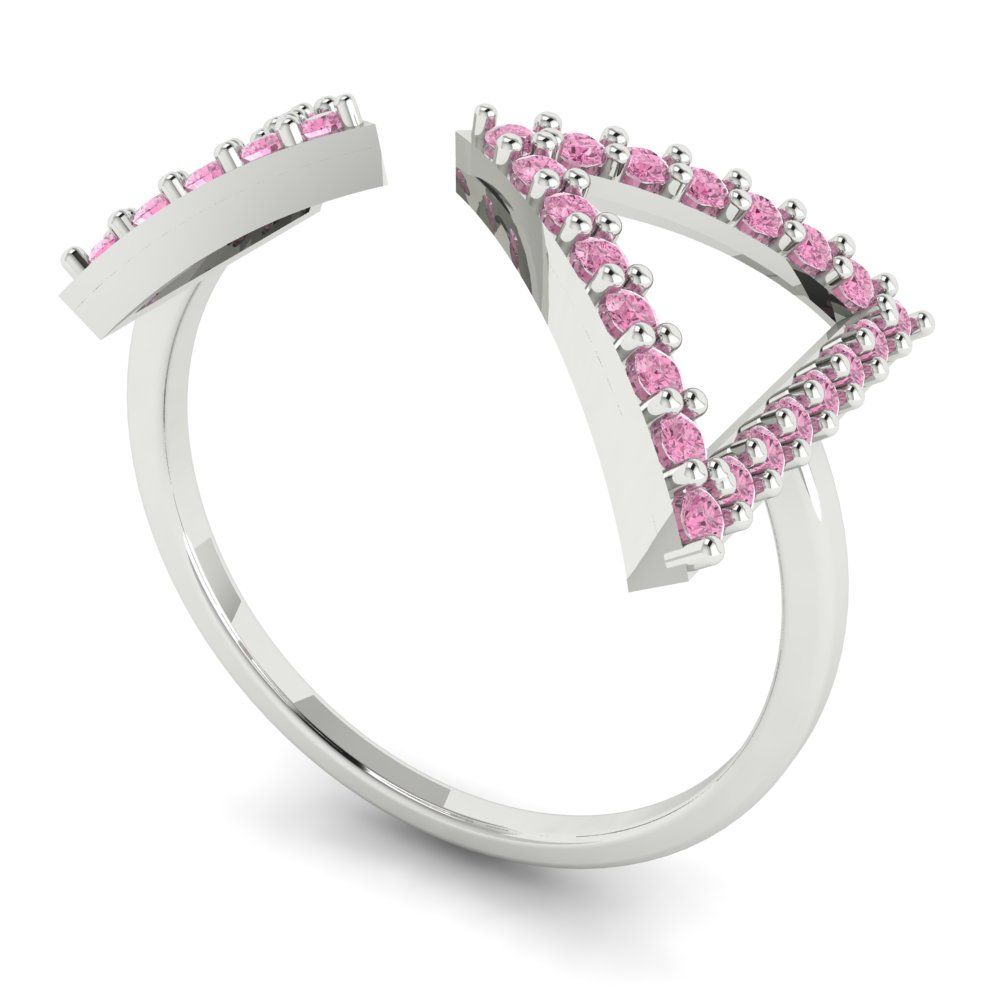 0.2475 cttw Zirconia Simulated Pink Diamond Statement Engagement Ring - Solid Gold (VVS1, Round Cut,1.2mm)