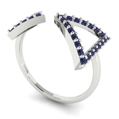 0.2475 cttw Simulated Blue Sapphire Statement Engagement Ring - Solid Gold (Round Cut,1.2mm)