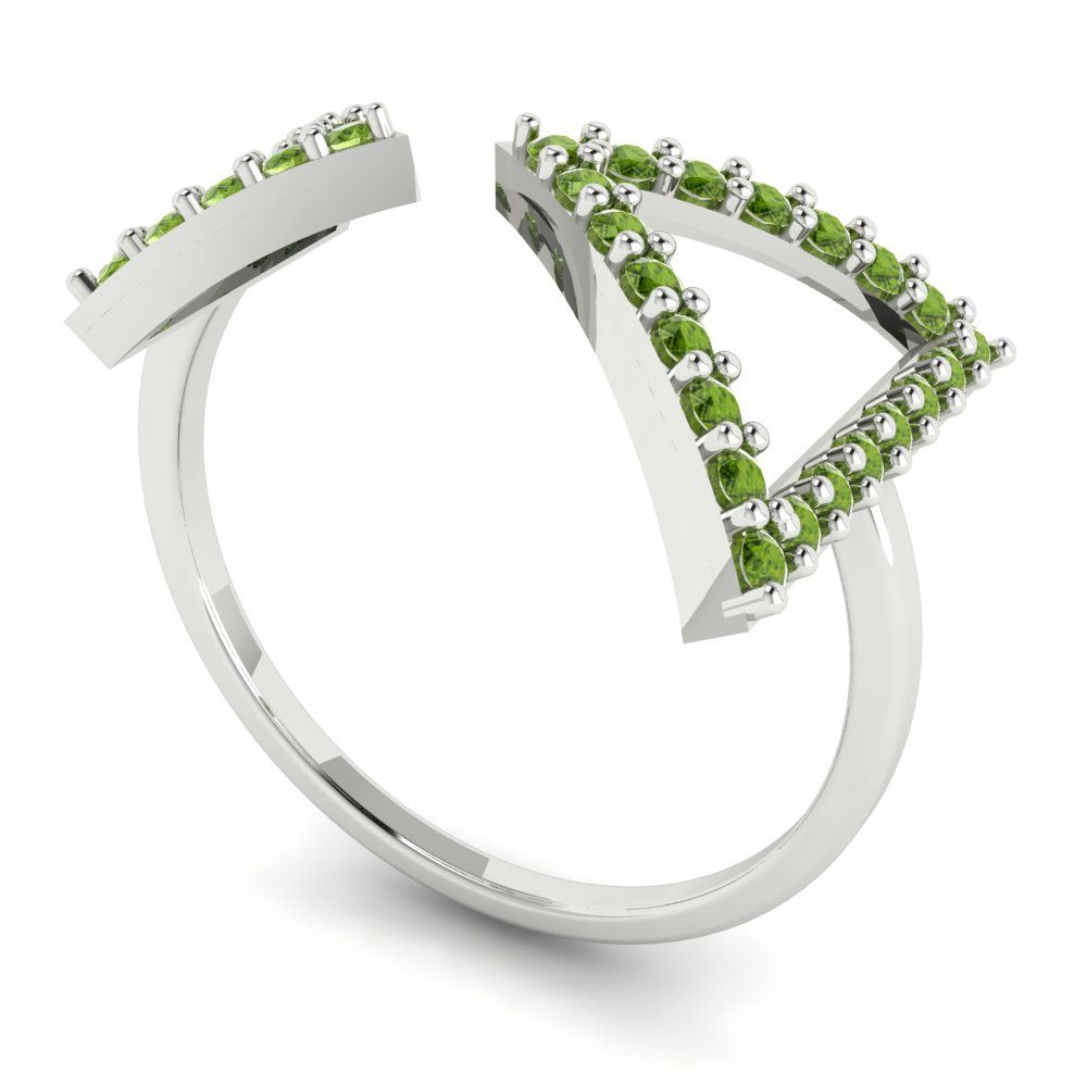 0.2475 cttw Natural Peridot Statement Engagement Ring - Solid Gold (Round Cut,1.2mm)