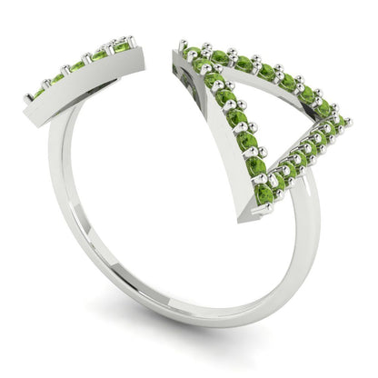 0.2475 cttw Natural Peridot Statement Engagement Ring - Solid Gold (Round Cut,1.2mm)