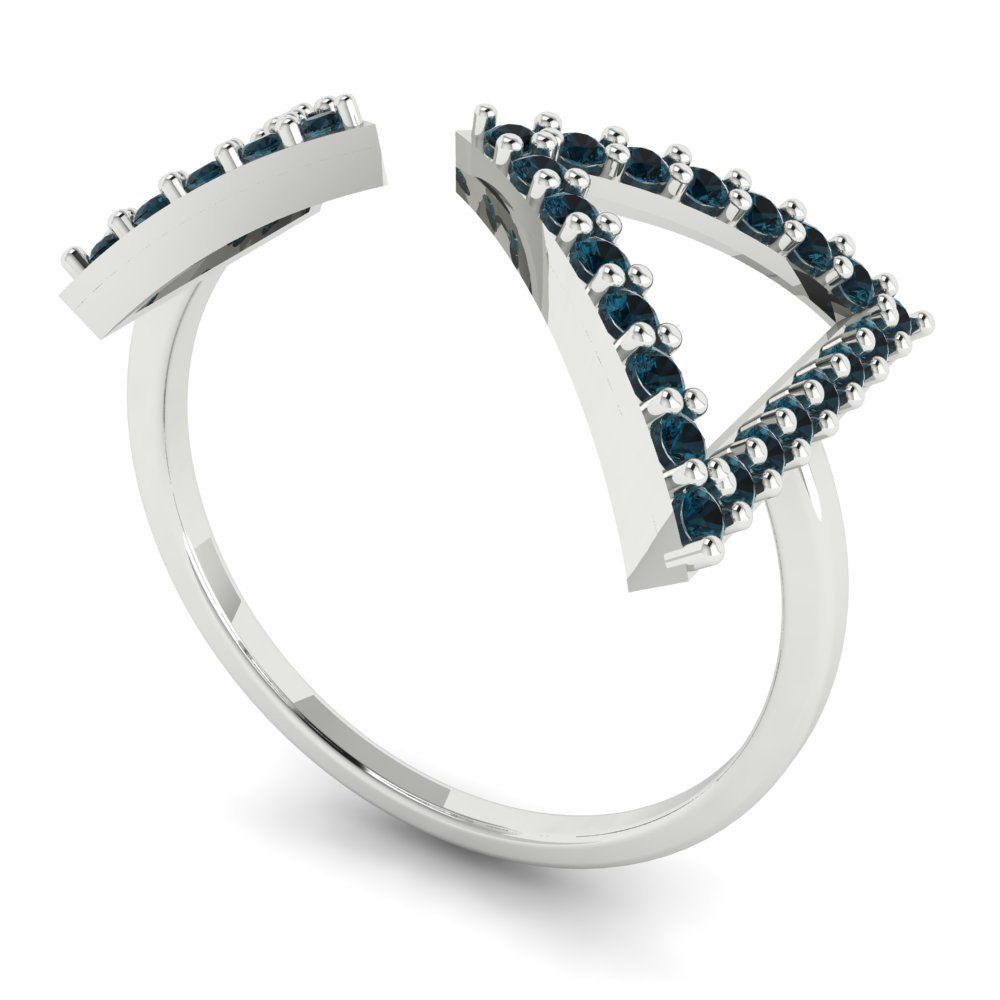 0.2475 cttw Natural London Blue Topaz Statement Engagement Ring - Solid Gold (Round Cut,1.2mm)