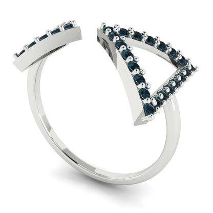 0.2475 cttw Natural London Blue Topaz Statement Engagement Ring - Solid Gold (Round Cut,1.2mm)