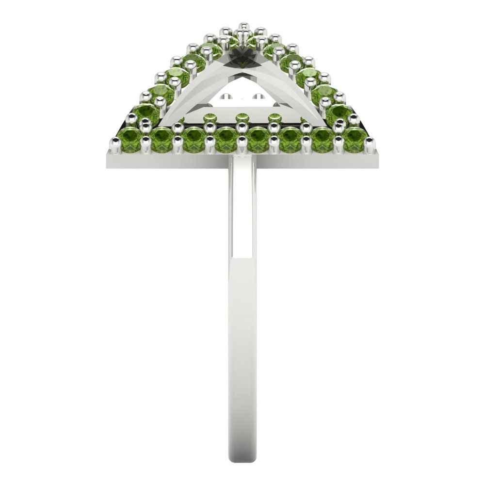 0.2475 cttw Natural Peridot Statement Engagement Ring - Solid Gold (Round Cut,1.2mm)