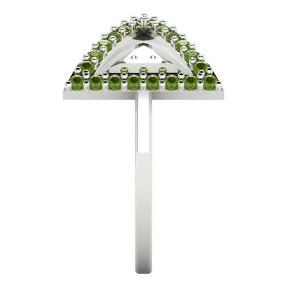 0.2475 cttw Natural Peridot Statement Engagement Ring - Solid Gold (Round Cut,1.2mm)