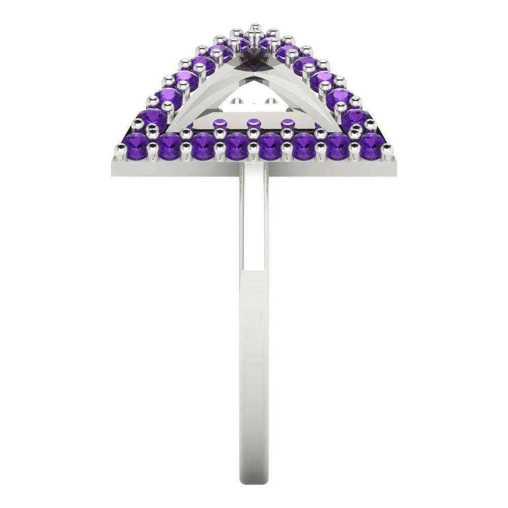 0.2475 cttw Natural Amethyst Statement Engagement Ring - Solid Gold (Round Cut,1.2mm)