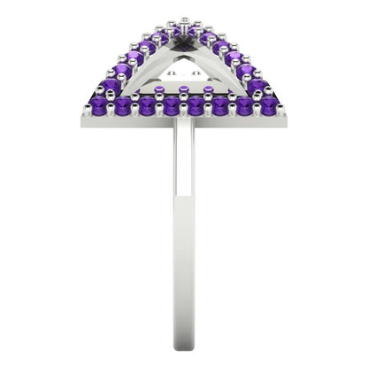 0.2475 cttw Natural Amethyst Statement Engagement Ring - Solid Gold (Round Cut,1.2mm)