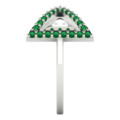 0.2475 cttw Simulated Emerald Statement Engagement Ring - Solid Gold (Round Cut,1.2mm)