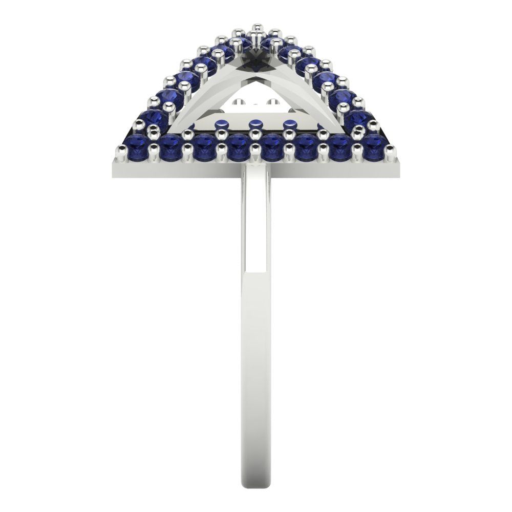 0.2475 cttw Simulated Blue Sapphire Statement Engagement Ring - Solid Gold (Round Cut,1.2mm)