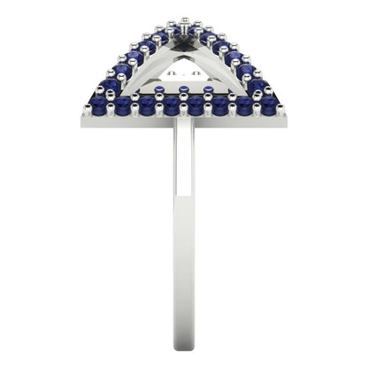 0.2475 cttw Simulated Blue Sapphire Statement Engagement Ring - Solid Gold (Round Cut,1.2mm)