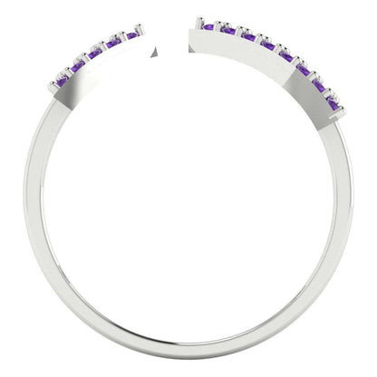 0.2475 cttw Natural Amethyst Statement Engagement Ring - Solid Gold (Round Cut,1.2mm)