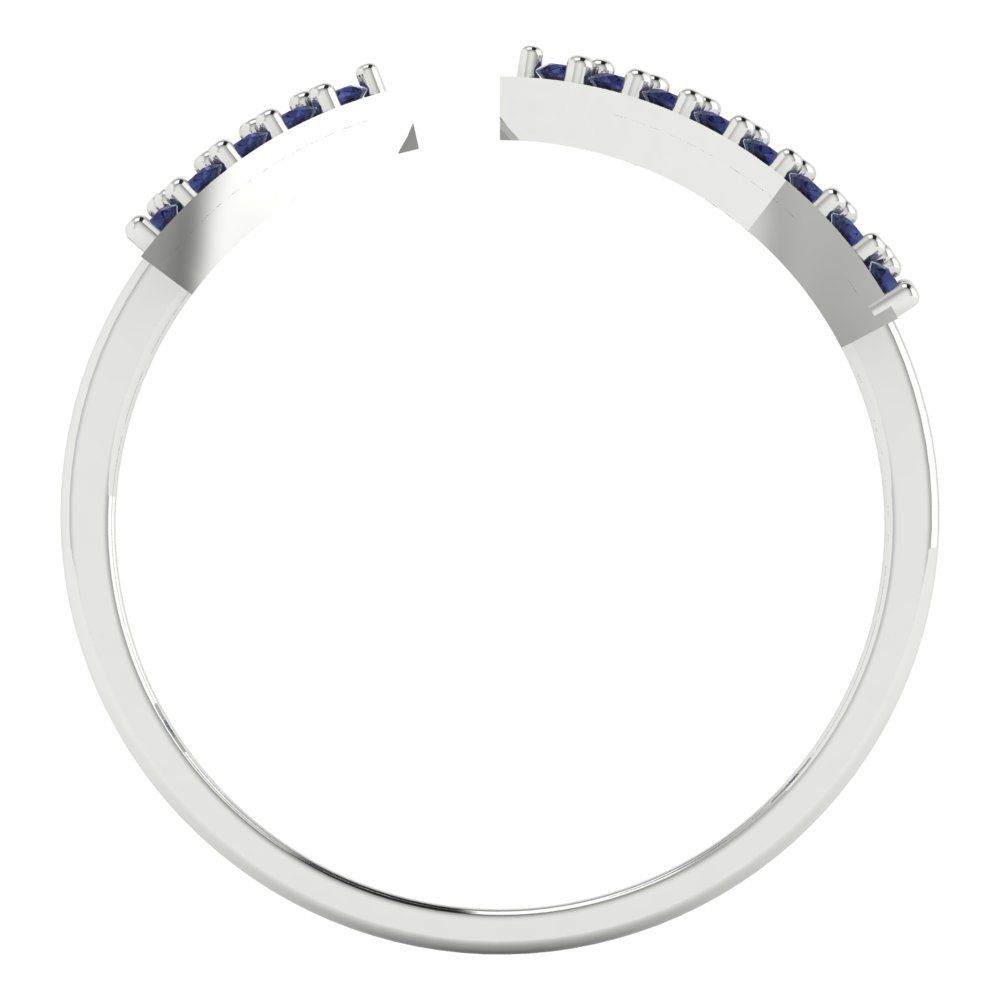 0.2475 cttw Simulated Blue Sapphire Statement Engagement Ring - Solid Gold (Round Cut,1.2mm)