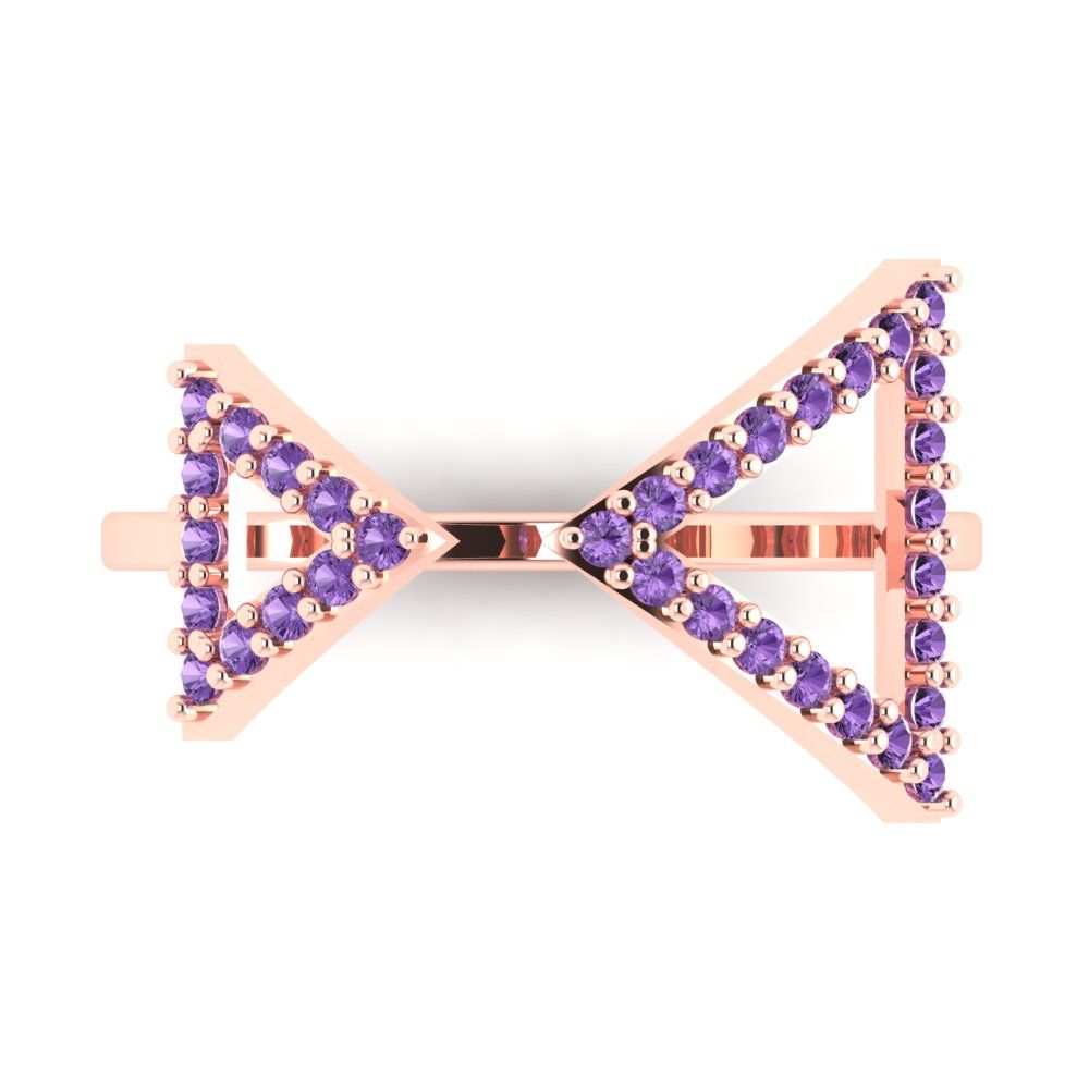 0.2475 cttw Simulated Alexandrite Statement Engagement Ring - Solid Gold (Round Cut,1.2mm)