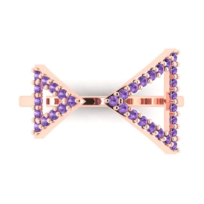 0.2475 cttw Simulated Alexandrite Statement Engagement Ring - Solid Gold (Round Cut,1.2mm)