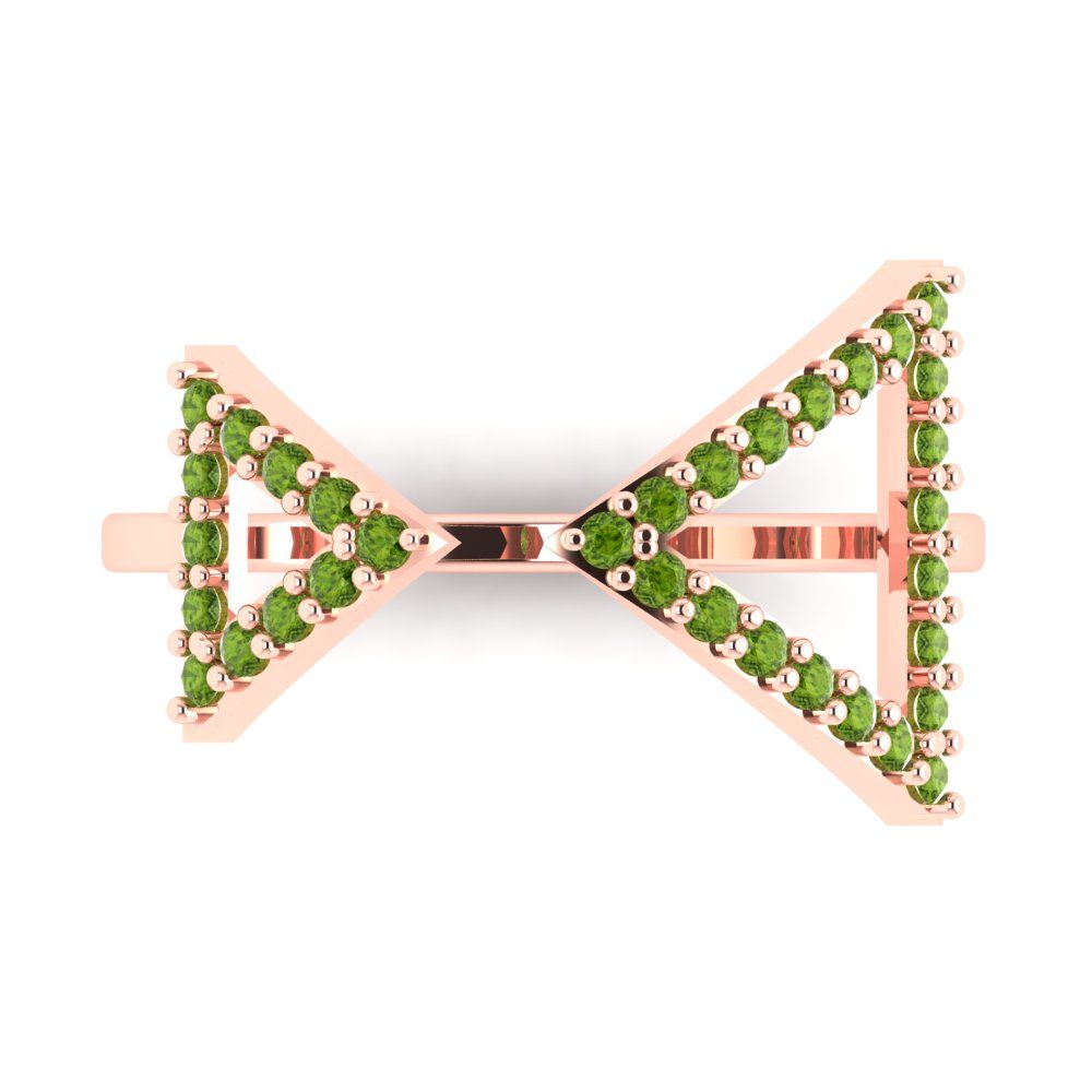 0.2475 cttw Natural Peridot Statement Engagement Ring - Solid Gold (Round Cut,1.2mm)