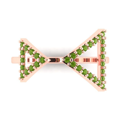 0.2475 cttw Natural Peridot Statement Engagement Ring - Solid Gold (Round Cut,1.2mm)