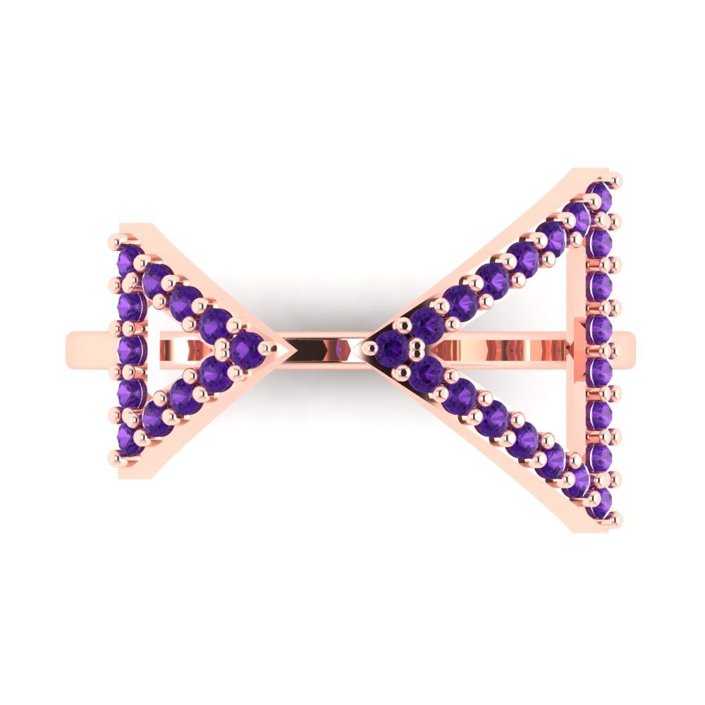 0.2475 cttw Natural Amethyst Statement Engagement Ring - Solid Gold (Round Cut,1.2mm)