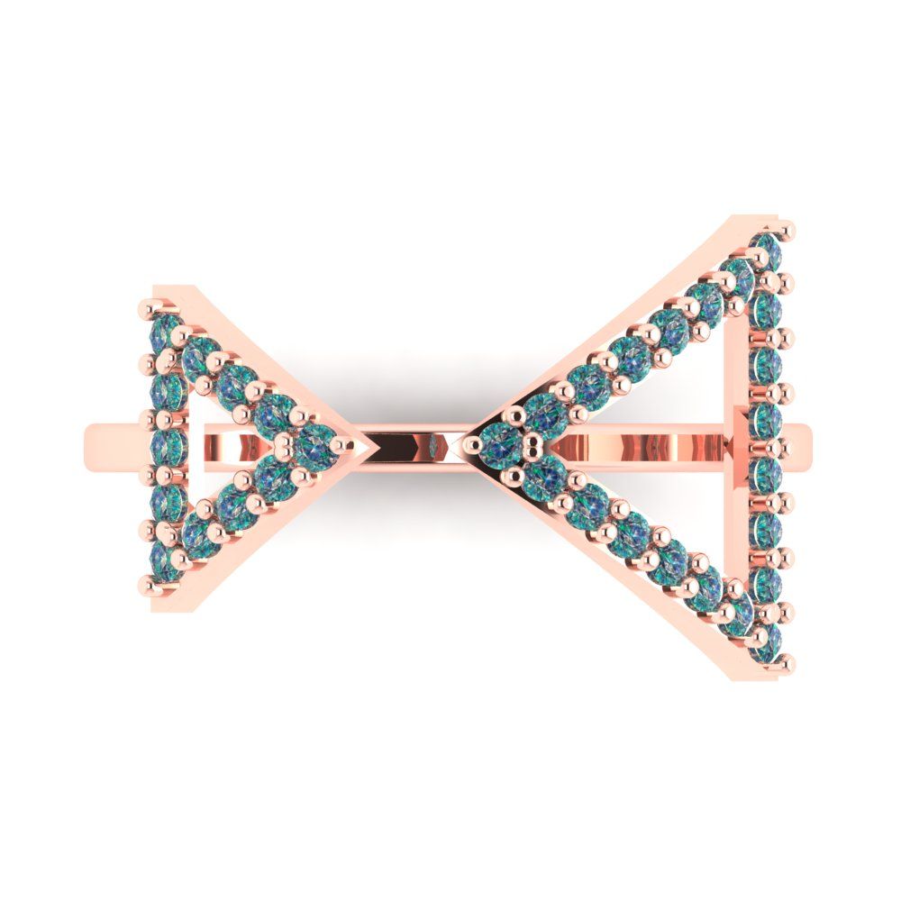 0.2475 cttw Blue Moissanite Statement Engagement Ring - Solid Gold (Round Cut,1.2mm)