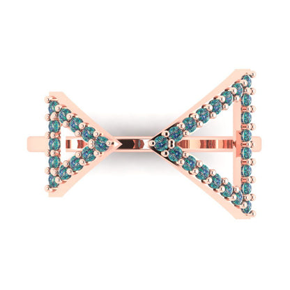 0.2475 cttw Blue Moissanite Statement Engagement Ring - Solid Gold (Round Cut,1.2mm)