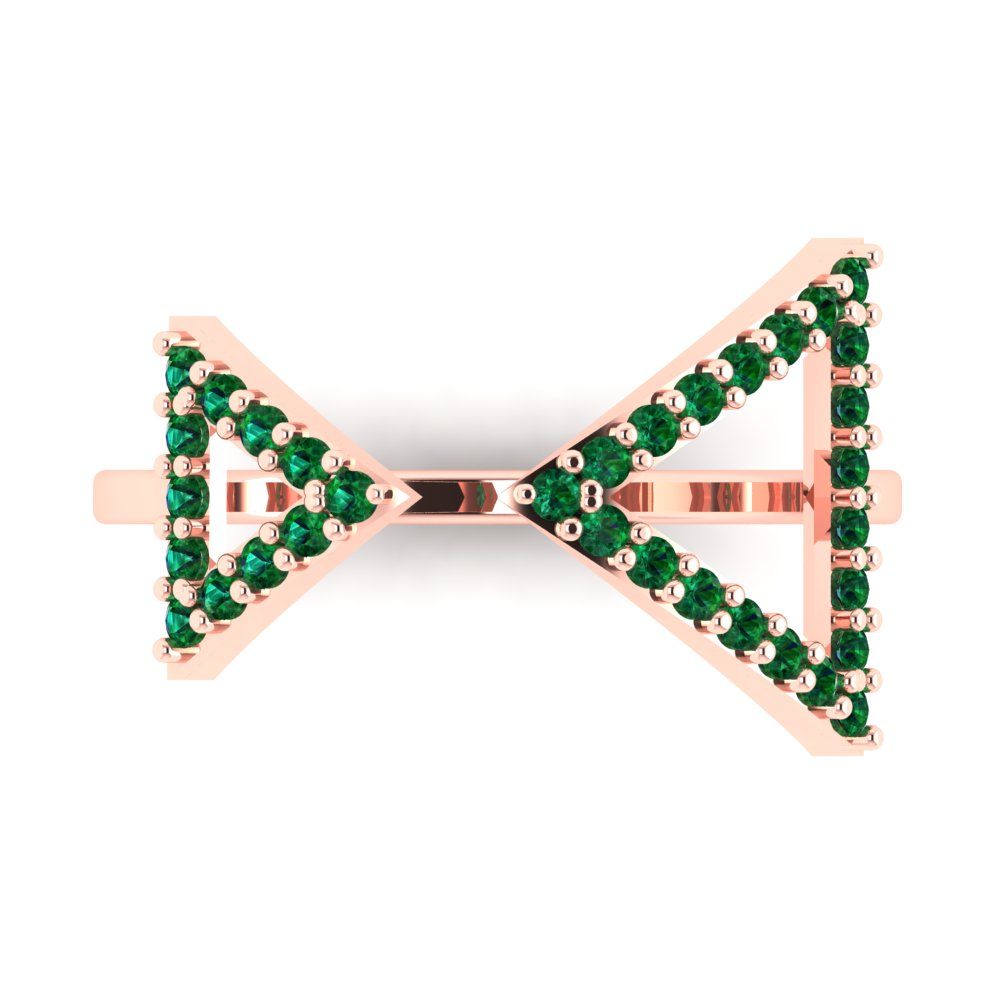 0.2475 cttw Simulated Emerald Statement Engagement Ring - Solid Gold (Round Cut,1.2mm)